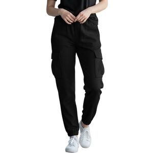 DIVIDED H&M Black Cotton Cargo Elastic Waist Pants